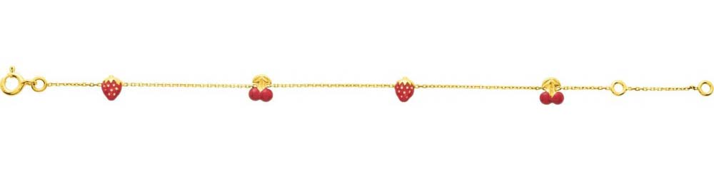 Bracelet fille or jaune et fruits rouge